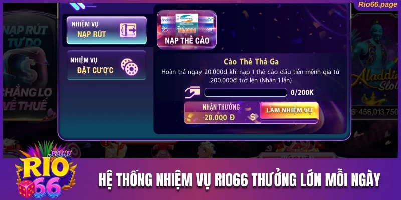 Hệ thống nhiệm vụ Rio66 thưởng lớn mỗi ngày