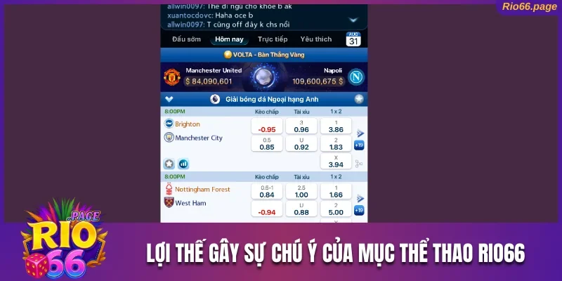 Lợi thế gây sự chú ý của mục thể thao Rio66