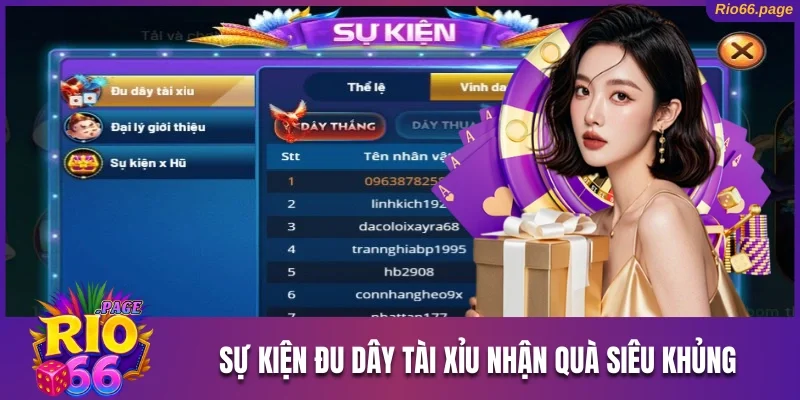 Khuyến Mãi Rio66 Nhận Quà Bỏng Tay Vui Chơi Cực Chất 2 Sự kiện đu dây tài xỉu nhận quà siêu khủng